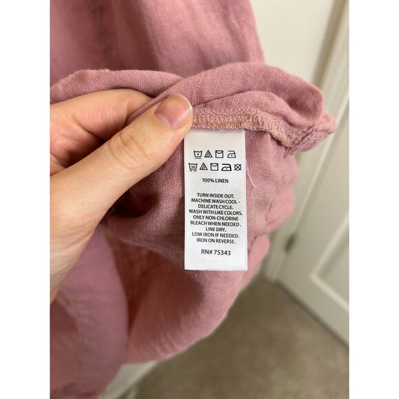 C&C California Dress Women's 12 Pink 100% Linen Tank Summer Beachy Pockets - Picture 4 of 9